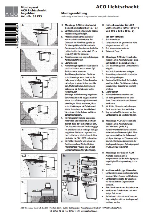 Aco Einbauanleitungen Download